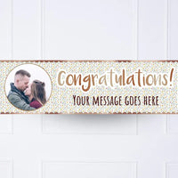 Rose Gold Floral Congratulations Personalised Party Banner Yes Personalised Banner