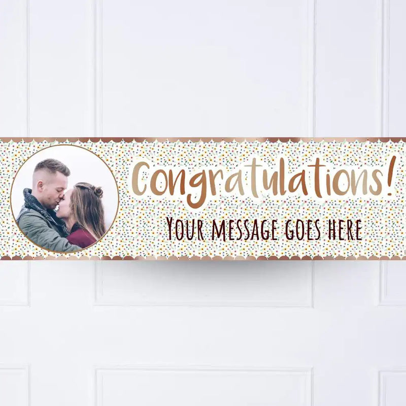 Rose Gold Floral Congratulations Personalised Party Banner Yes Personalised Banner