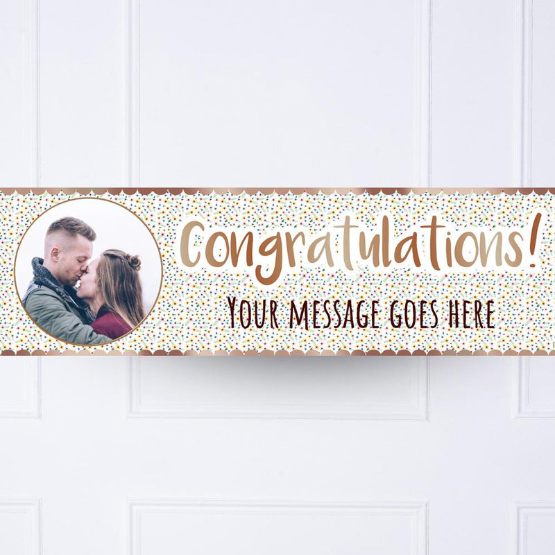Rose Gold Floral Congratulations Personalised Party Banner