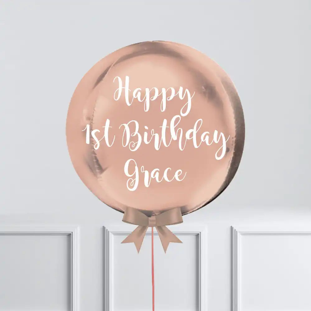Personalised Orb Balloon - Rose Gold Personalised Balloons
