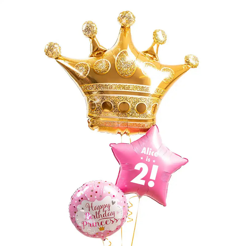 Personalised Inflated Balloon Bunch - Birthday Princess Personalised Balloons