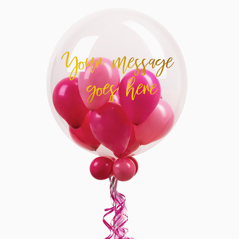 Personalised Bubble Balloon in a Box – Flamingo Pink