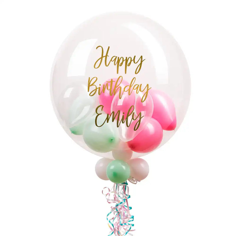Personalised Bubble Balloon in a Box – Marshmallow Personalised Balloons