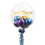 Personalised Bubble Balloon in a Box – Chrome Luxe Mini Balloons