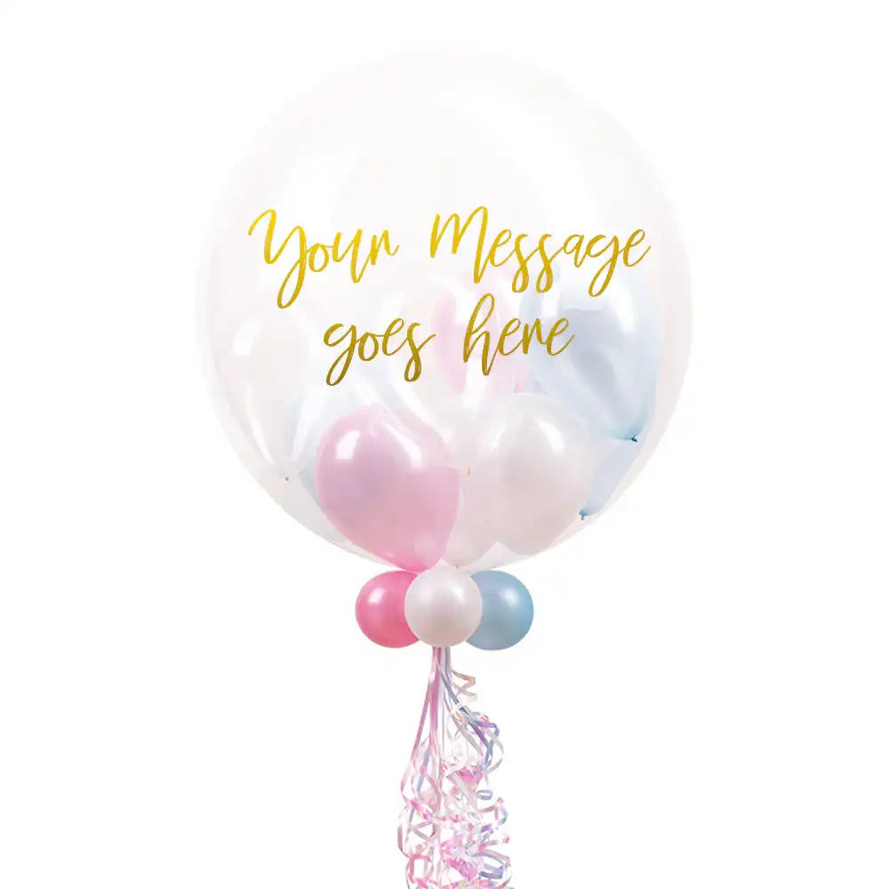 Personalised Bubble Balloon in a Box – Pastel Baby Mini Balloons Personalised Balloons