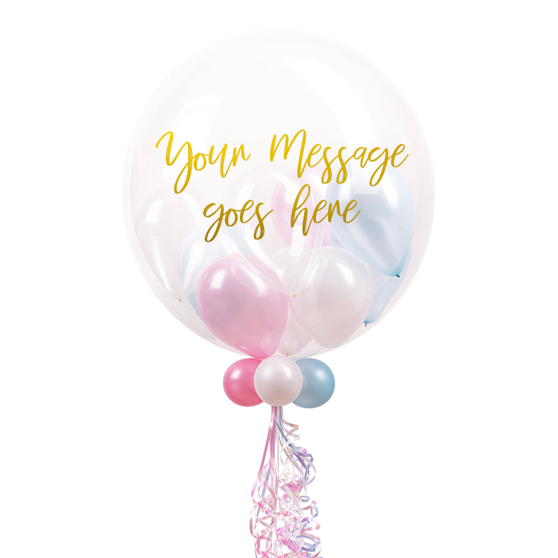 Personalised Bubble Balloon in a Box – Pastel Baby Mini Balloons