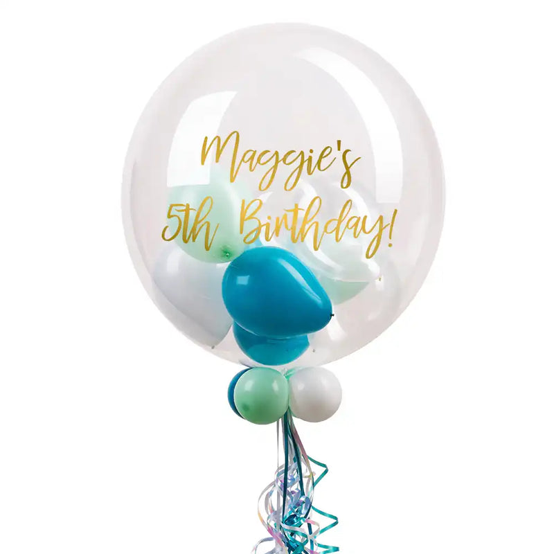 Personalised Bubble Balloon in a Box – Sea Foam Personalised Balloons