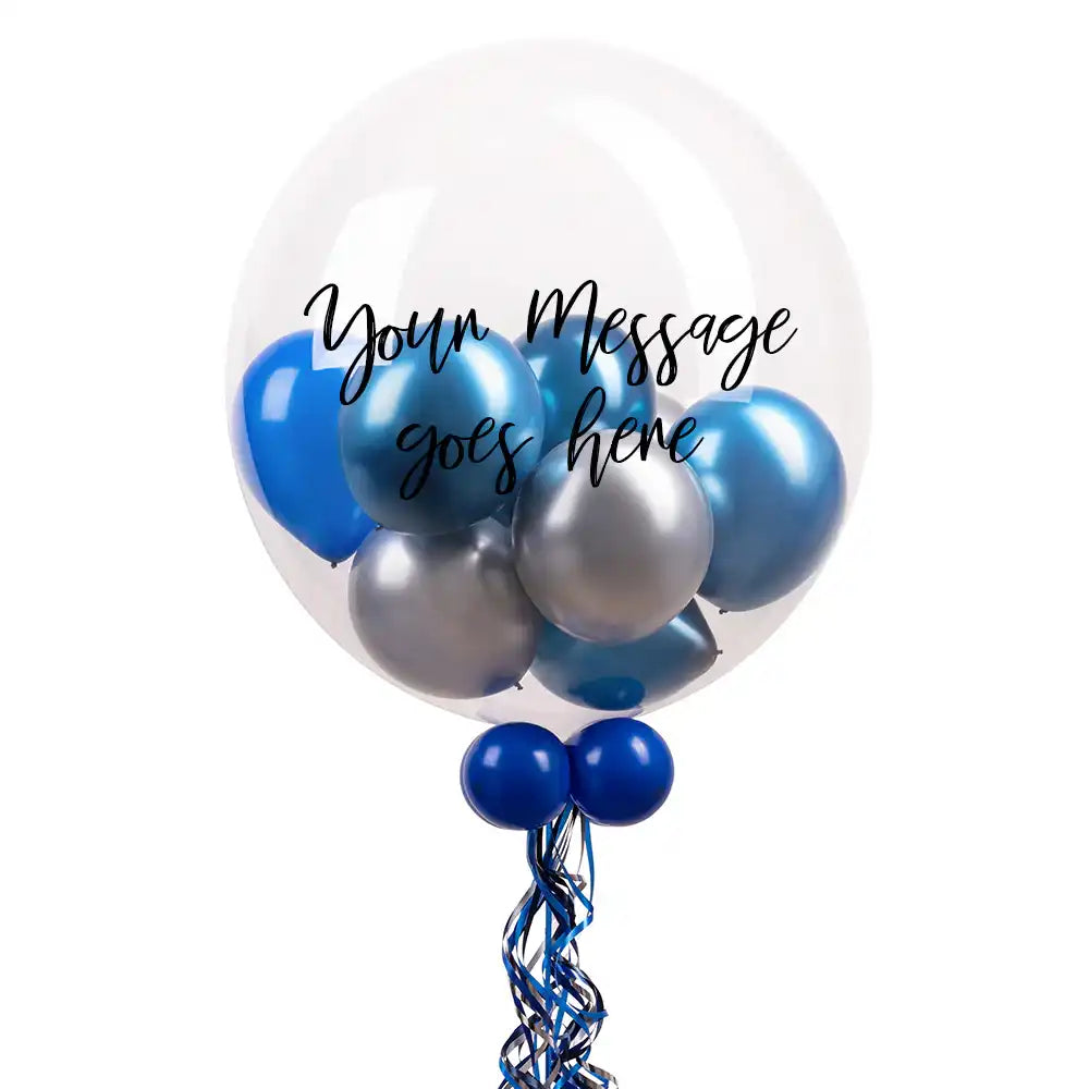 Personalised Bubble Balloon in a Box – Midnight Blue Personalised Balloons