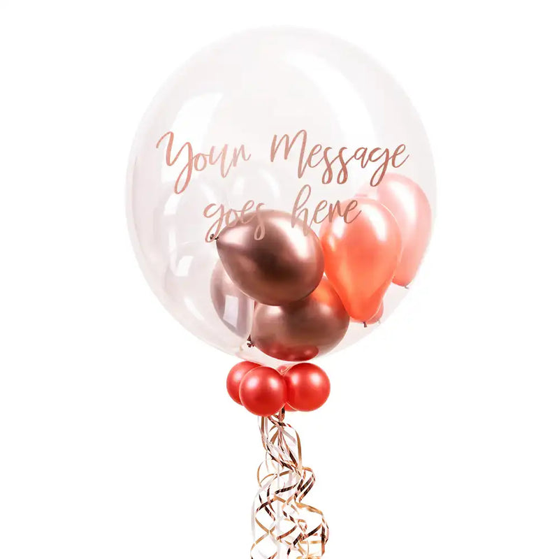 Personalised Bubble Balloon in a Box – Rose Gold Personalised Balloons