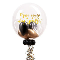 Personalised Bubble Balloon in a Box – Gold Deco Personalised Balloons