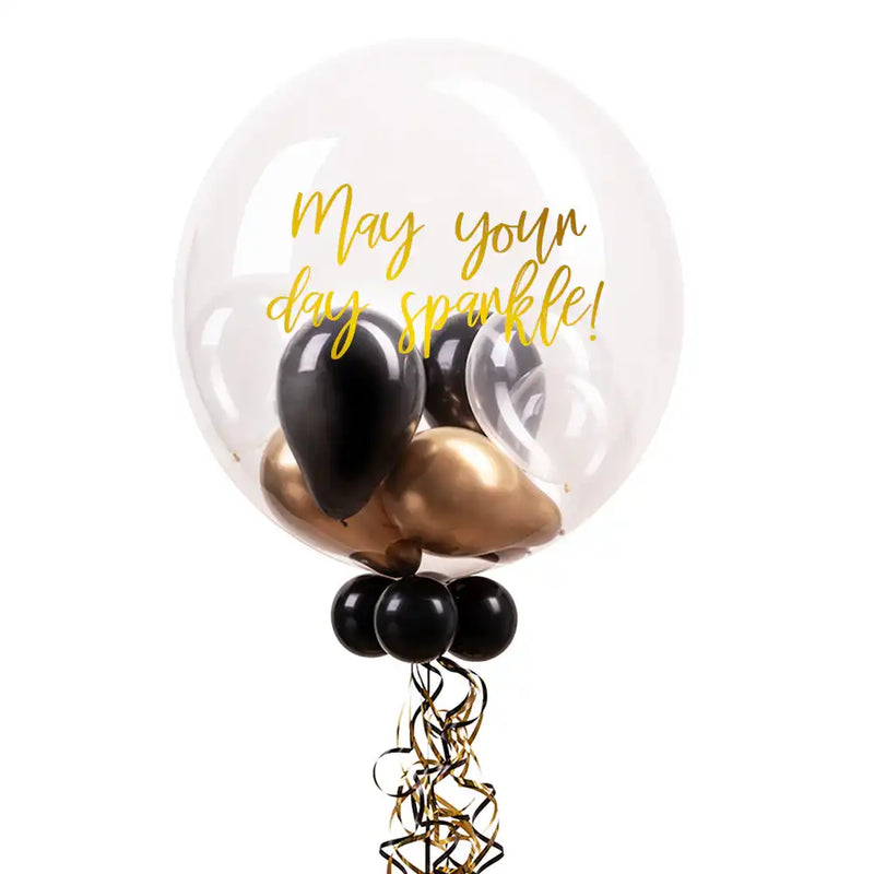 Personalised Bubble Balloon in a Box – Gold Deco Personalised Balloons