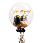 Personalised Bubble Balloon in a Box – Gold Deco
