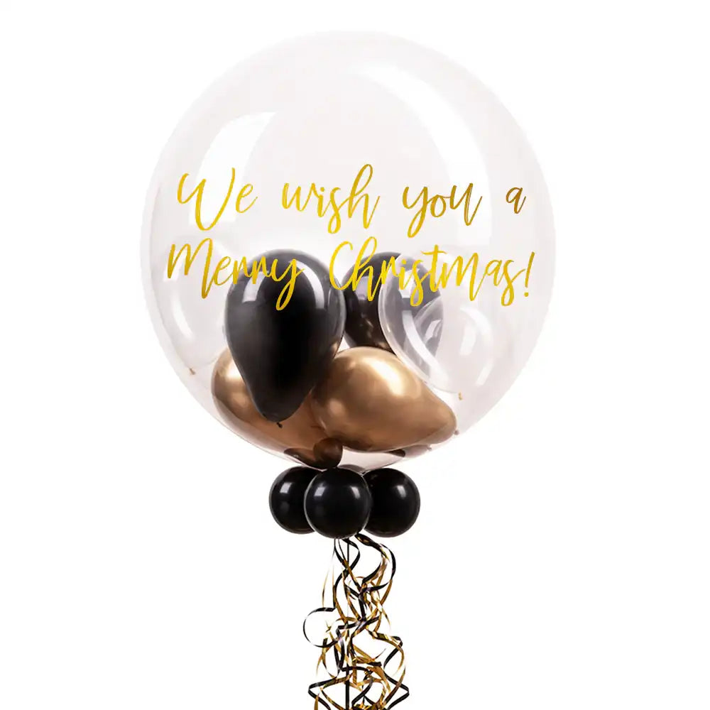 Personalised Bubble Balloon in a Box – Gold Deco Personalised Balloons