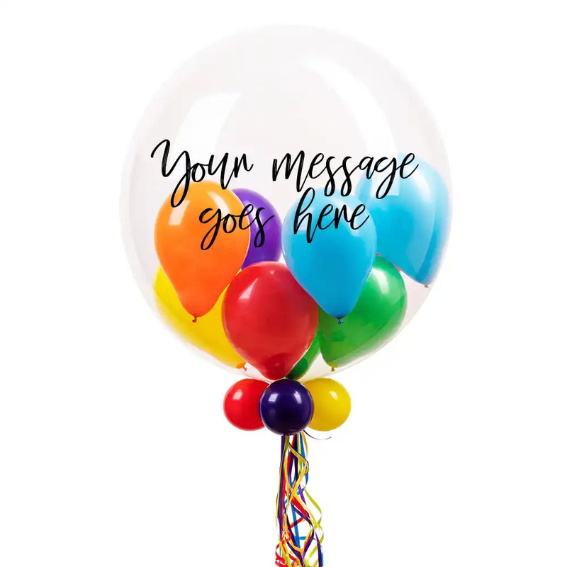 Personalised Bubble Balloon in a Box – Rainbow Personalised Balloons