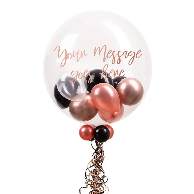 Personalised Bubble Balloon in a Box – Rose Gold Chic Personalised Balloons