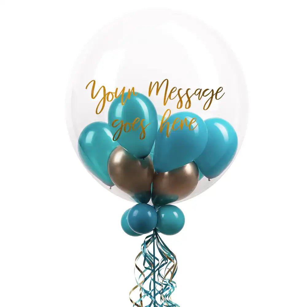 Personalised Bubble Balloon in a Box – Aquamarine Personalised Balloons