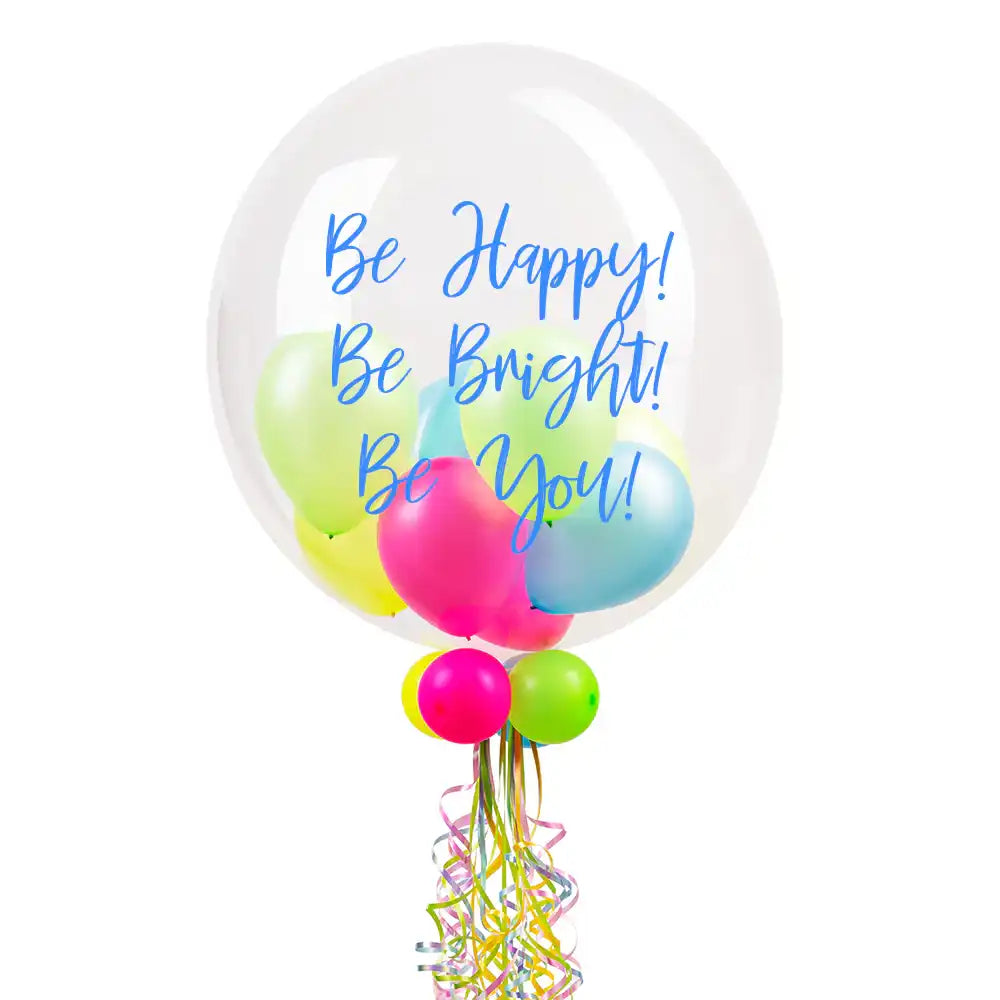Personalised Bubble Balloon in a Box – Neon Personalised Balloons