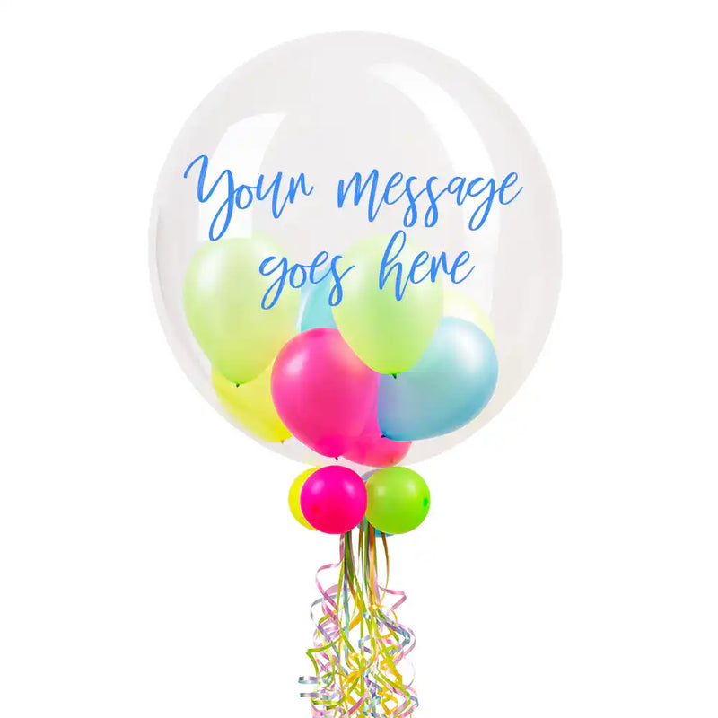 Personalised Bubble Balloon in a Box – Neon Personalised Balloons