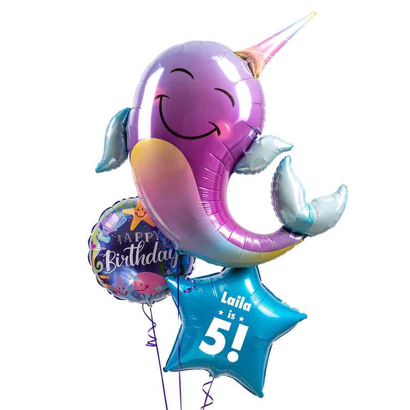 Personalised Inflated Balloon Bunch - Unicorn of the Sea