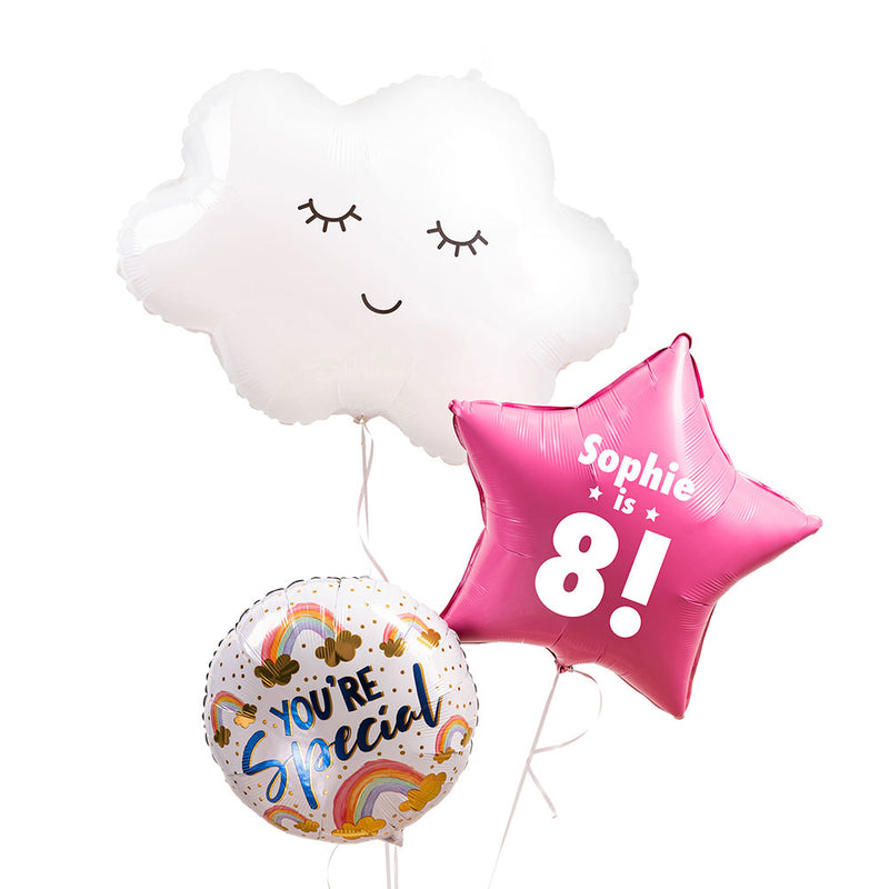Personalised Inflated Balloon Bunch - Pamper Party