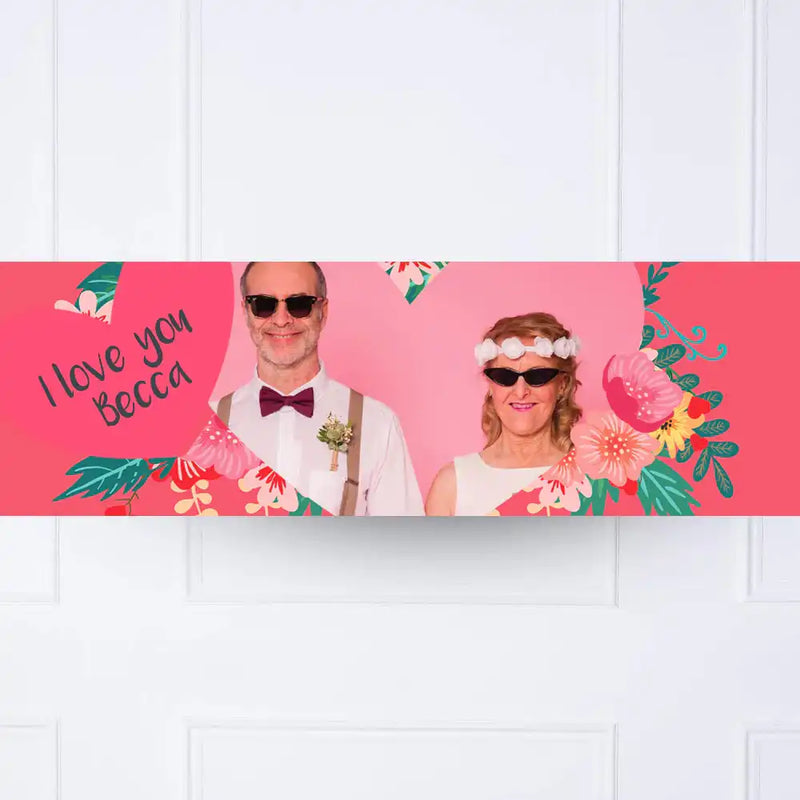 Floral Heart Personalised Party Banner Personalised Banner