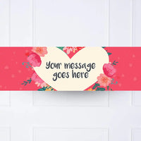 Floral Heart Personalised Party Banner Message Personalised Banner