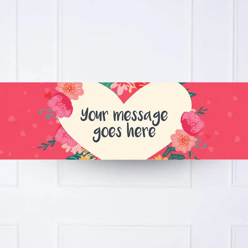Floral Heart Personalised Party Banner Message Personalised Banner