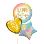 Personalised Inflated Balloon Bunch - Ombre & Gold