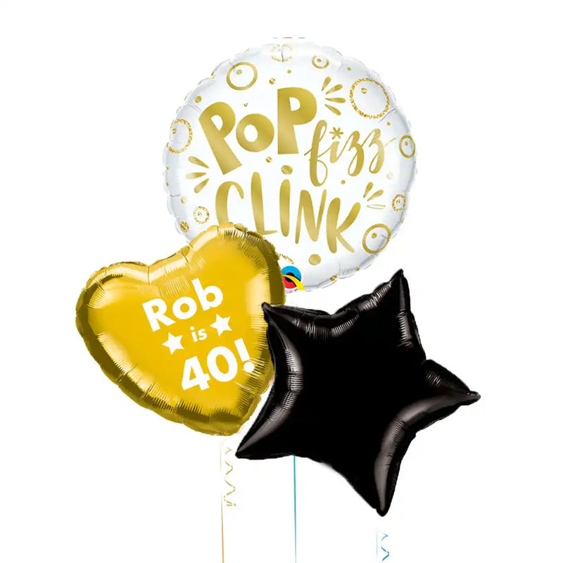 Personalised Inflated Balloon Bunch - Pop, Fizz, Clink Personalised Balloons