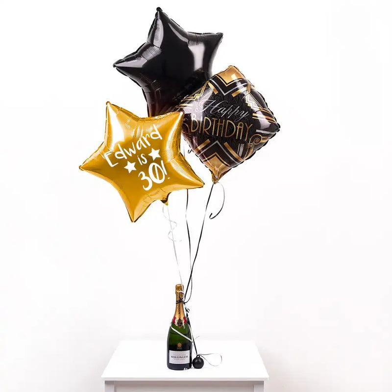 Personalised Inflated Balloon Bunch - Art Deco Personalised Balloons