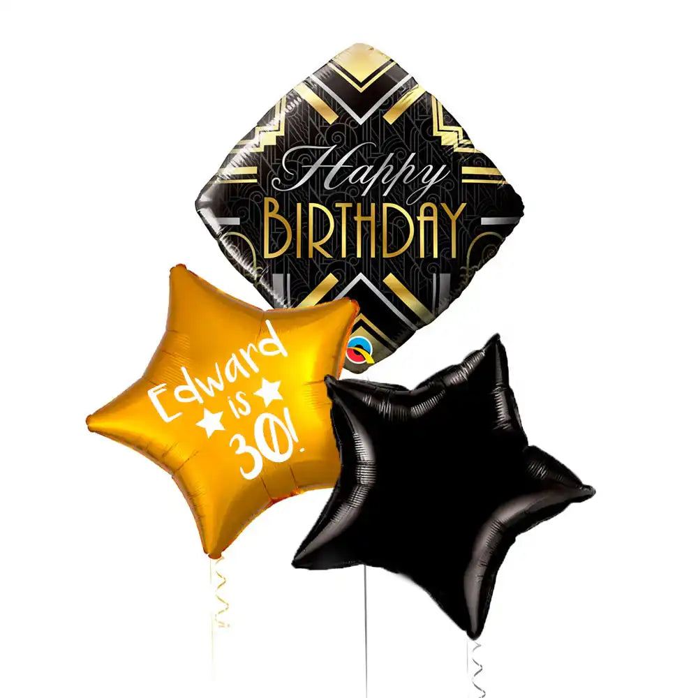 Personalised Inflated Balloon Bunch - Art Deco Personalised Balloons