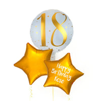 Personalised Inflated Balloon Bunch - Gold 18th Birthday Personalised Balloons