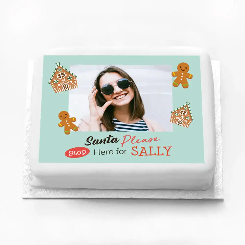 Personalised Photo Cake - Santa Please Stop Here Personalised Cake