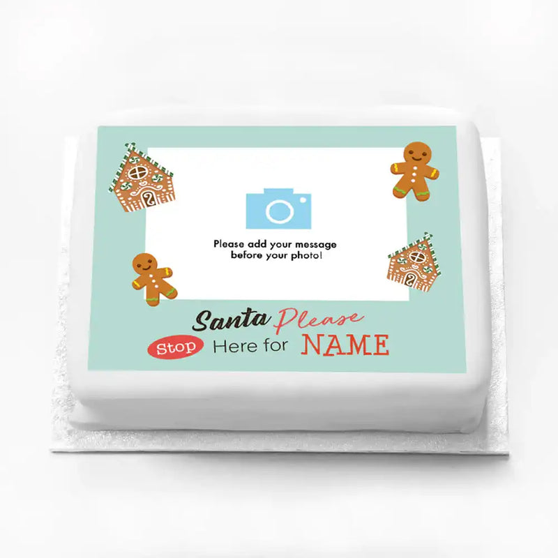Personalised Photo Cake - Santa Please Stop Here Personalised Cake