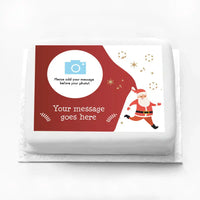 Personalised Photo Cake - Santa on the Run Message and Photo Personalised Cake