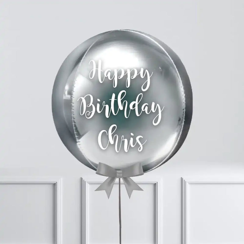 Personalised Orb Balloon - Silver Personalised Balloons