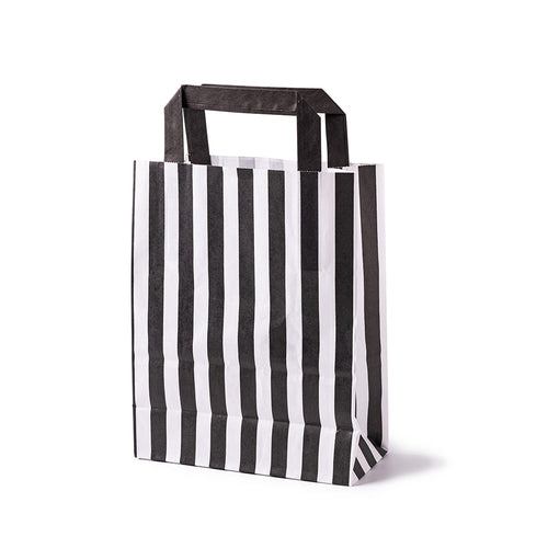 Black Candy Stripe Paper Bag (x12)