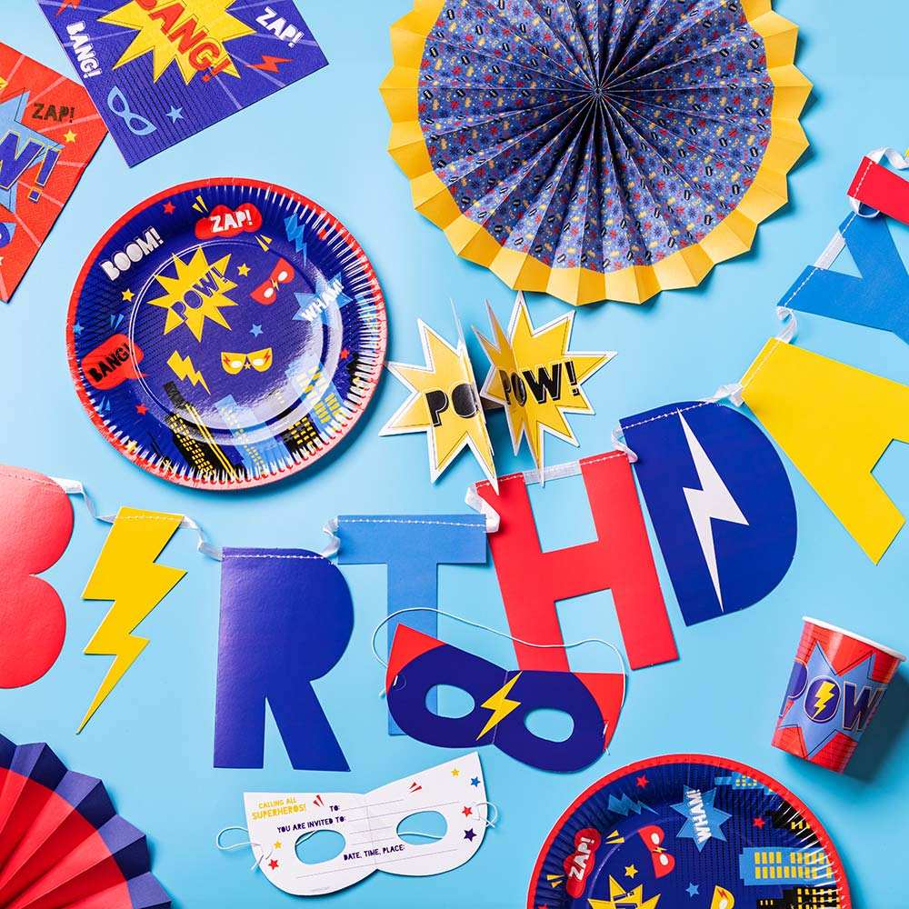 Superhero Happy Birthday Letter Banner (2.5m) Kids Party
