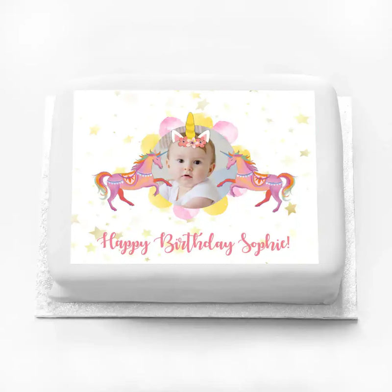 Personalised Photo Cake - Unicorn Fairy Princess Large (up to 20 small portions) Personalised Cake