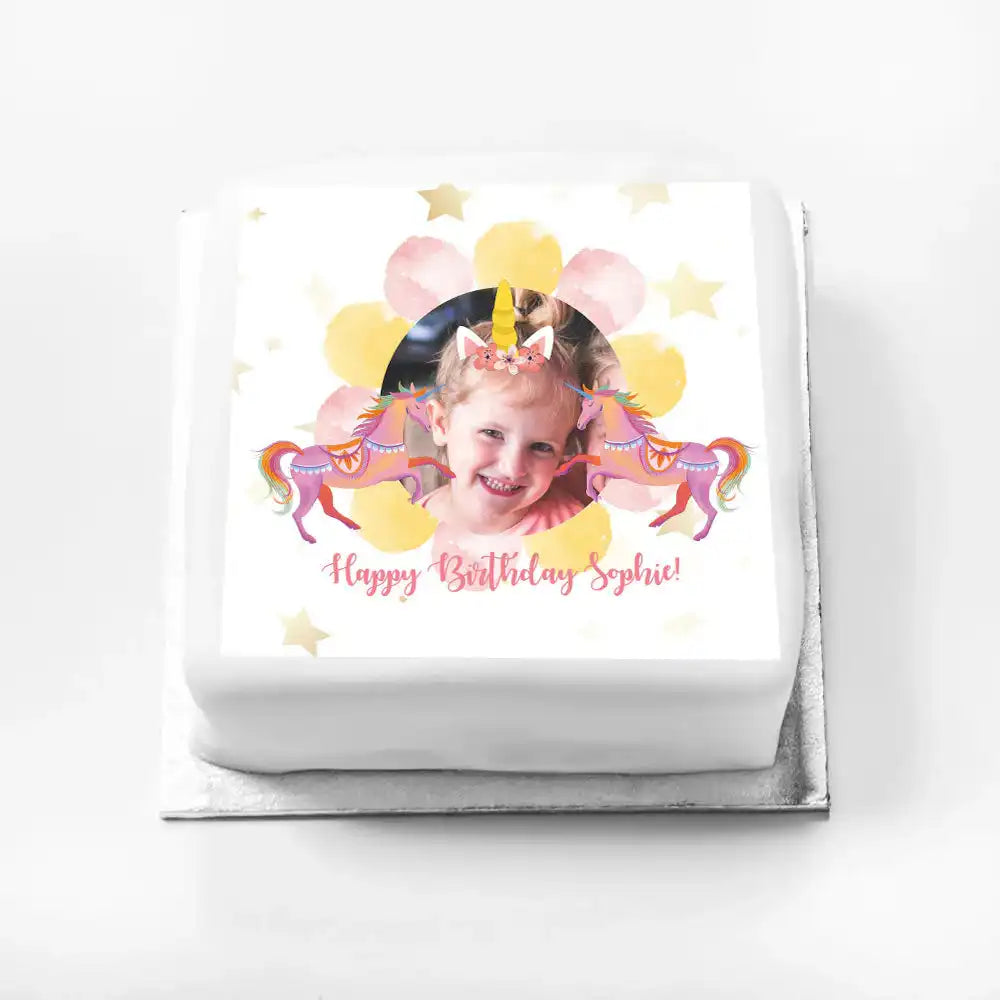 Personalised Photo Cake - Unicorn Fairy Princess Personalised Cake