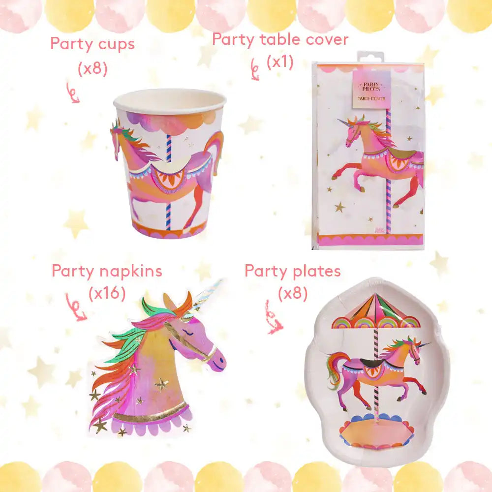 Unicorn Fairy Princess Table Set (x8) Owned Brand