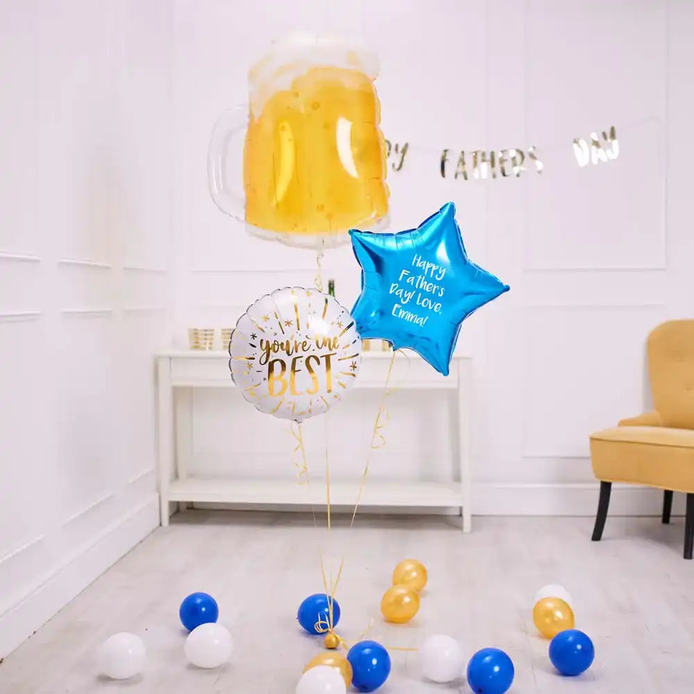 Personalised Inflated Balloon Bouquet - Cheers Beer Personalised Balloons