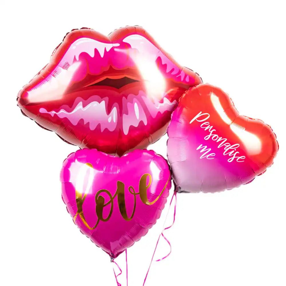 Kissey Lips Balloon Bunch Personalised Balloons