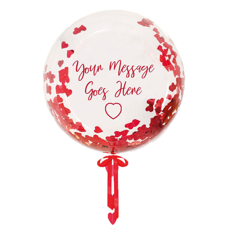 Personalised Heart Filled Bubble Balloon in a Box –  Confetti
