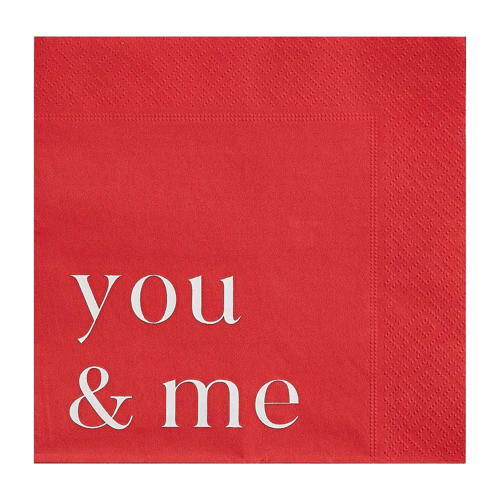 Red You & Me Paper Party Napkins (x16) Valentine's Day