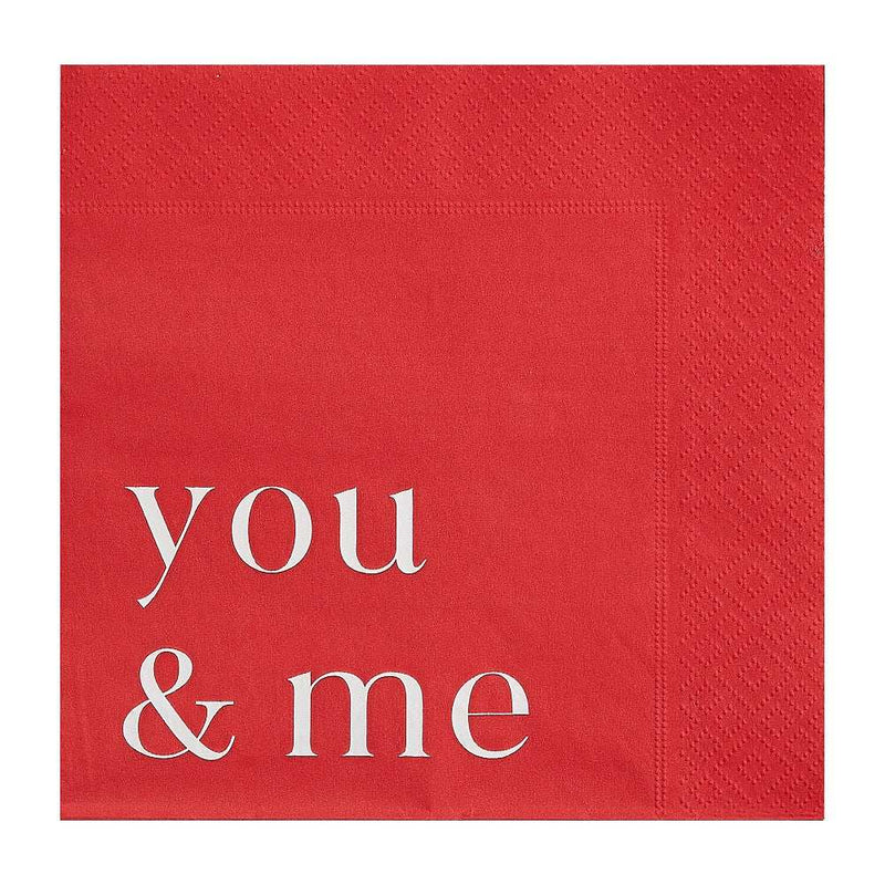 Red You & Me Paper Party Napkins (x16) Valentine's Day