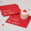 Red You & Me Paper Party Napkins (x16) Valentine's Day