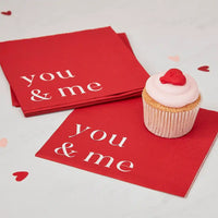 Red You & Me Paper Party Napkins (x16) Valentine's Day