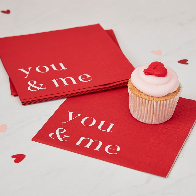 Red You & Me Paper Party Napkins (x16)