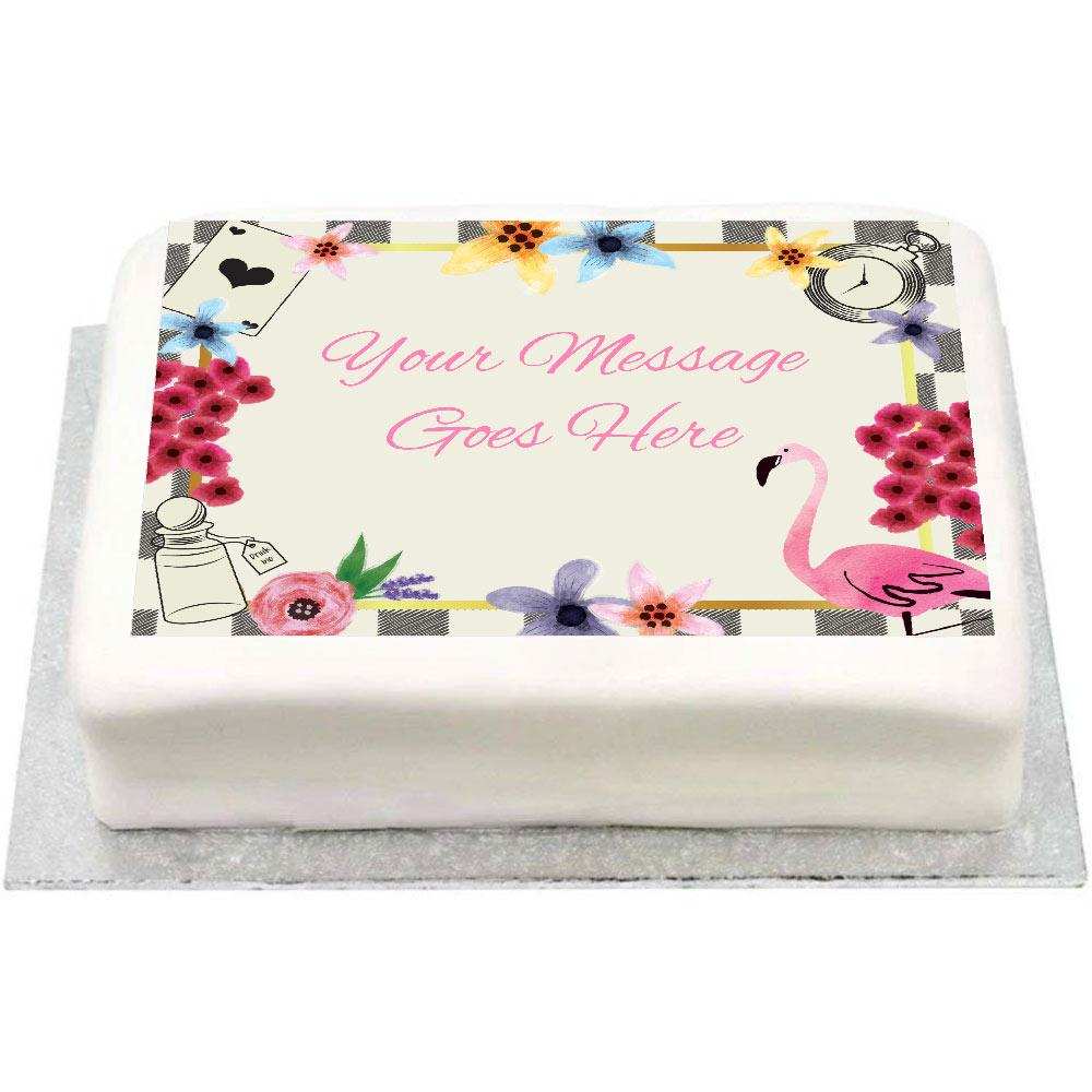 Personalised Photo Cake - Tea Party Message Only Personalised Cake